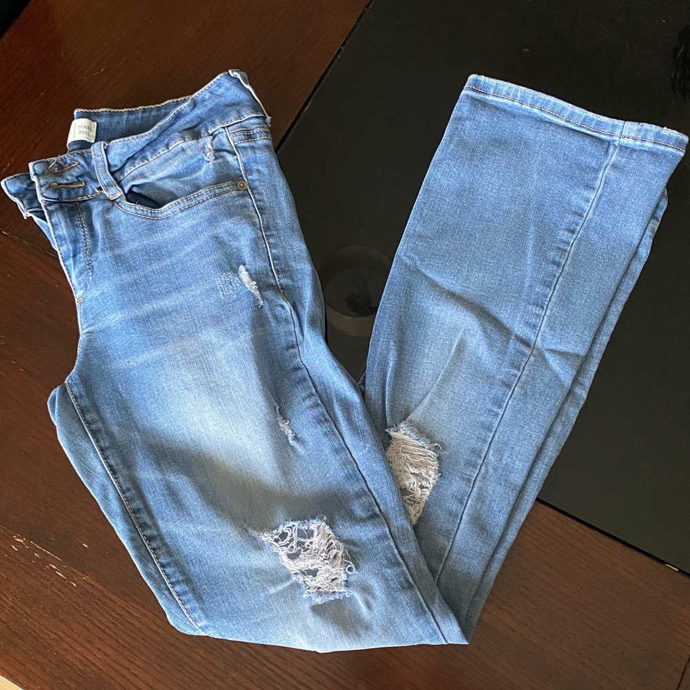 Mudd Skinny Bootcut Distressed Blue Jeans